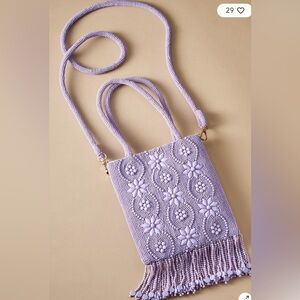 NWOT Anthropologie lavander beaded floral satchel